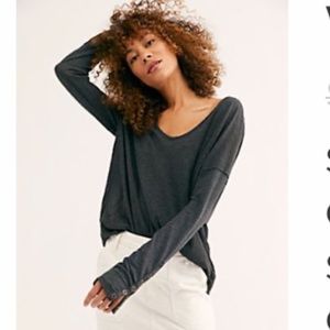 TWO Free People Sienna Long Sleeve Tees